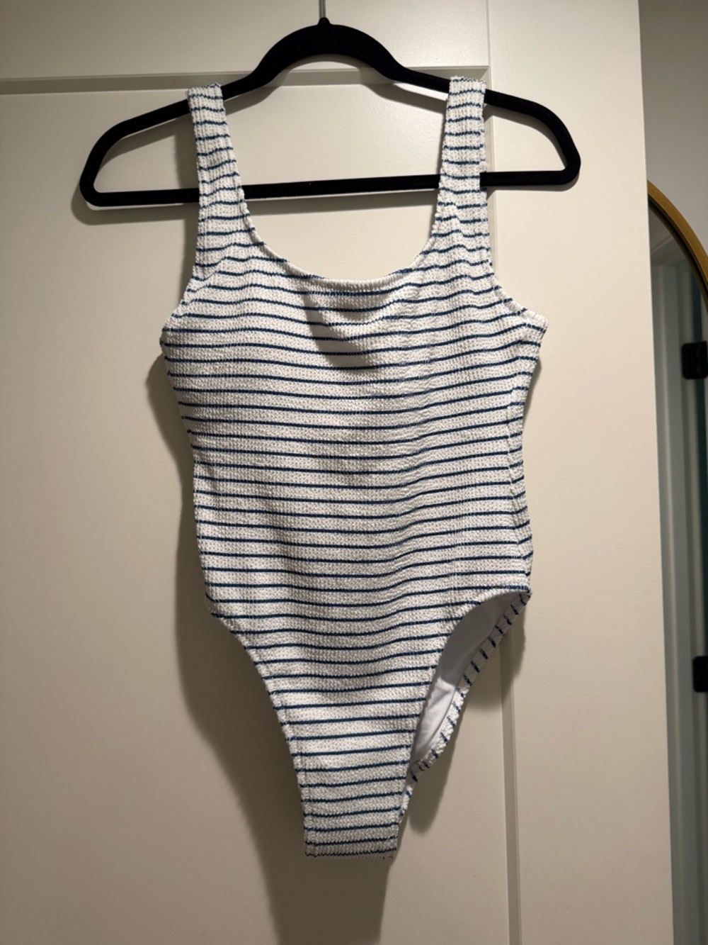 J. Crew White & Blue Striped One-Piece Swimsuit